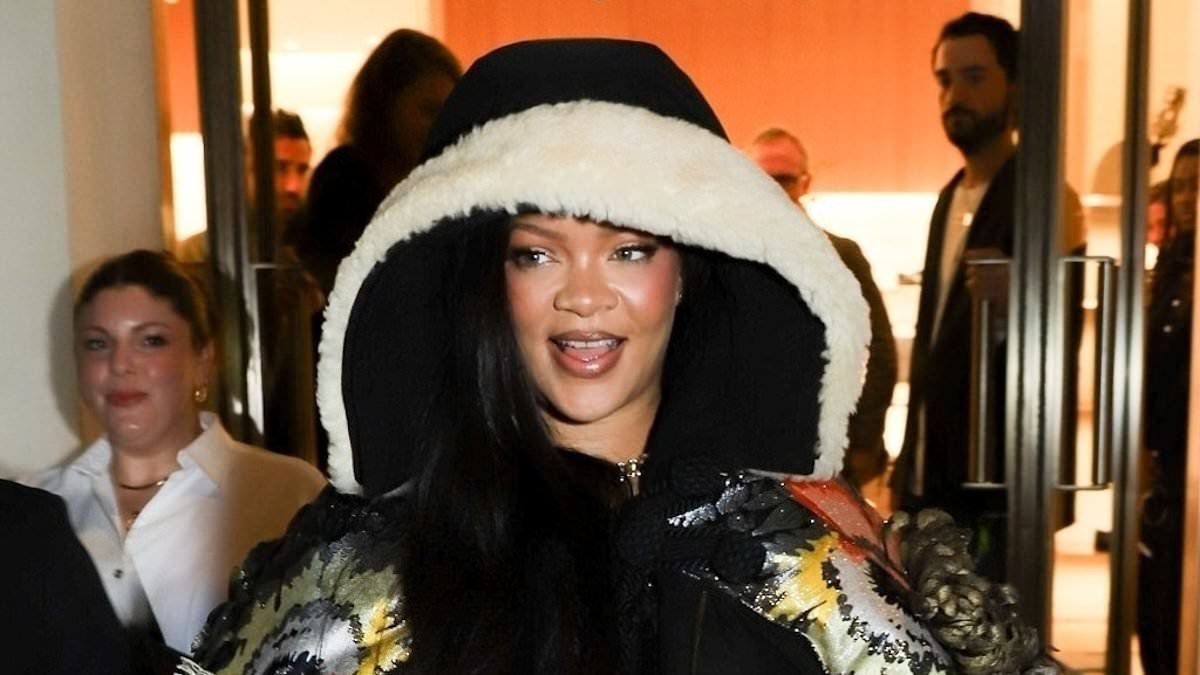 Rihanna cuts a casual figure as she indulges in a spot of late-night shopping at Dior in Paris during Fashion Week