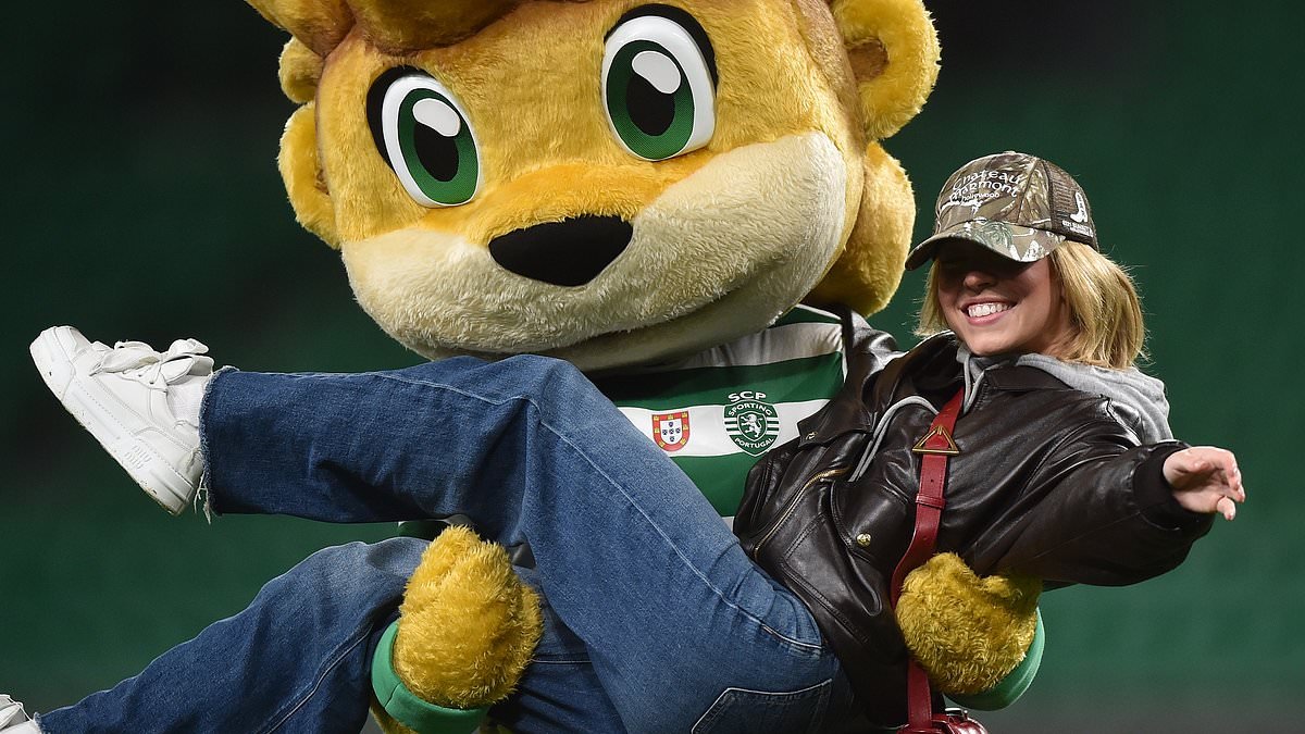 Bend it like Sweeney! Hollywood star shows off football skills during surprise appearance at Portuguese football match