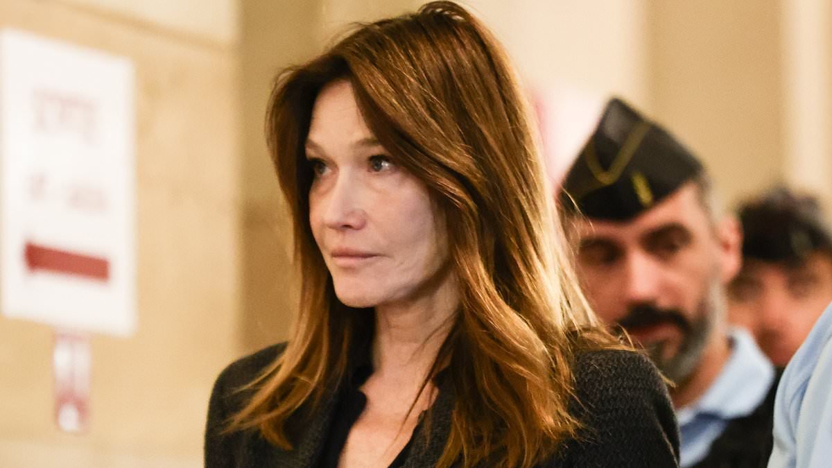 Carla Bruni looks far from her usual glamorous self as she supports her husband Nicolas Sarkozy in court as he appeals conspiracy conviction