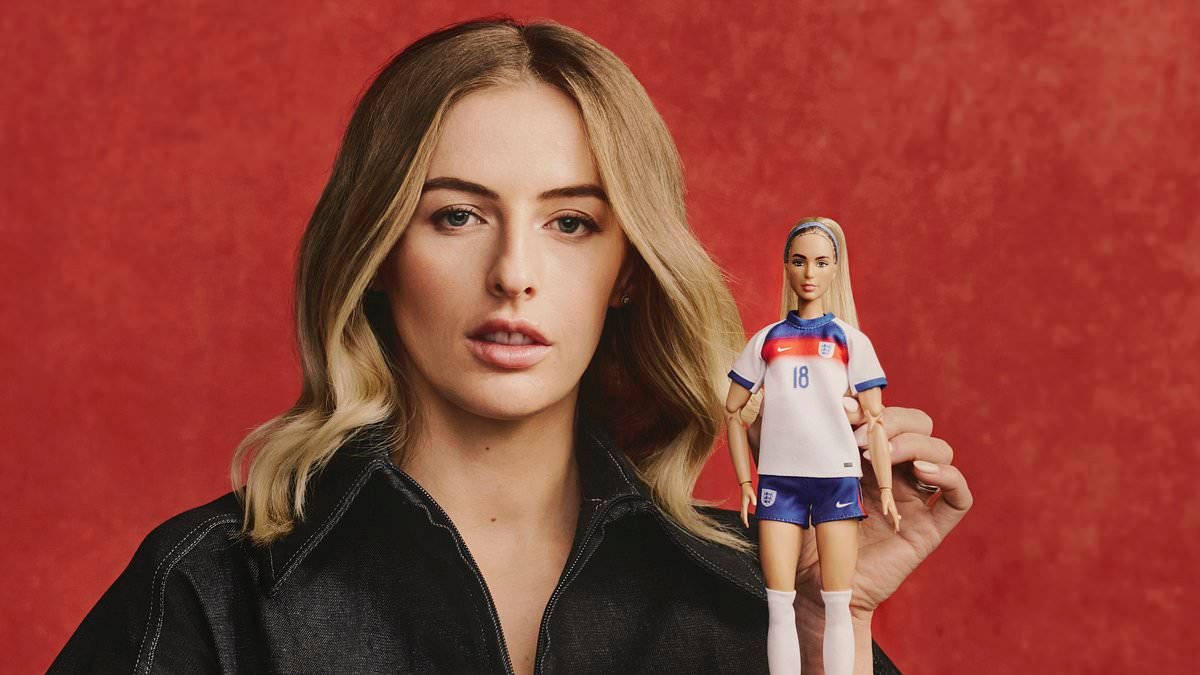 The Lionesses' real-life Barbie! Chloe Kelly is transformed into a Barbie doll to mark International Women's Day - but can you recognise the other famous faces transformed into plastic?