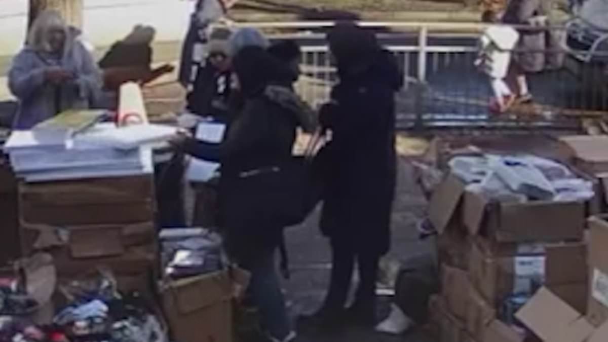 Moment brazen pickpockets steal £450 from carer grandmother outside busy high street shop