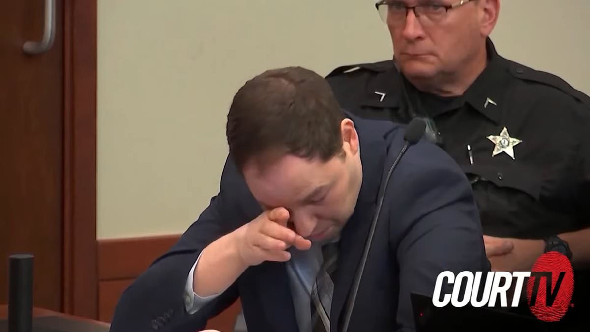 Cheating husband on trial for killing wife sobs in court as he's forced to rewatch moment he was told she was dead
