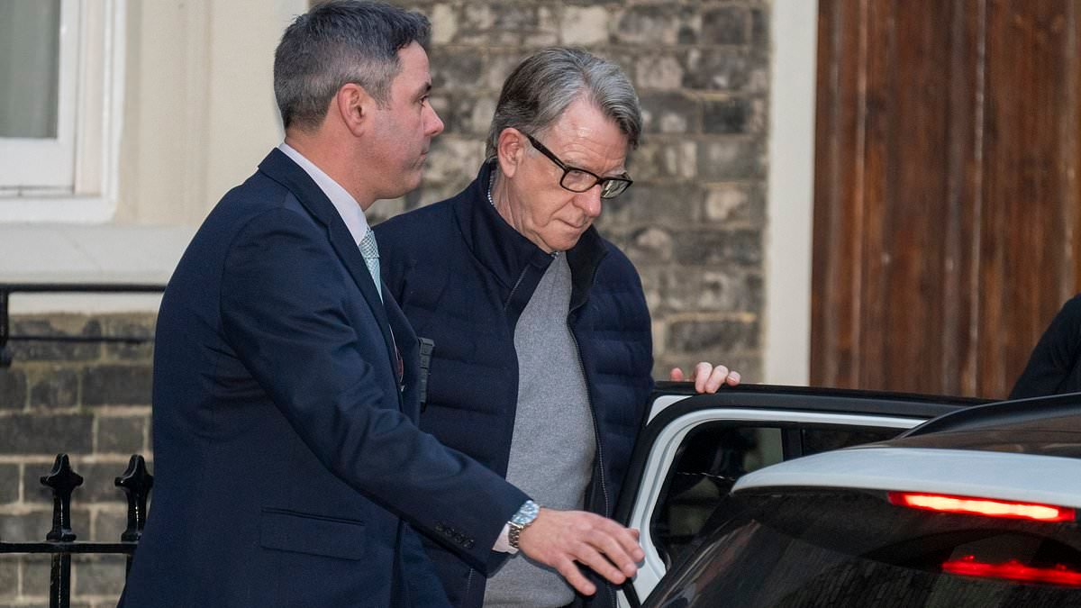 Lord Mandelson in a cell: Days after Andrew, the ashen-faced architect of New Labour is led away by police too amid allegations of misconduct in public office 