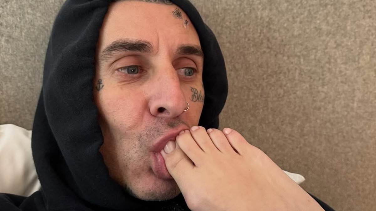Travis Barker is skewered by fans over 'gross' toe-sucking tribute for wife Kourtney Kardashian's 47th birthday