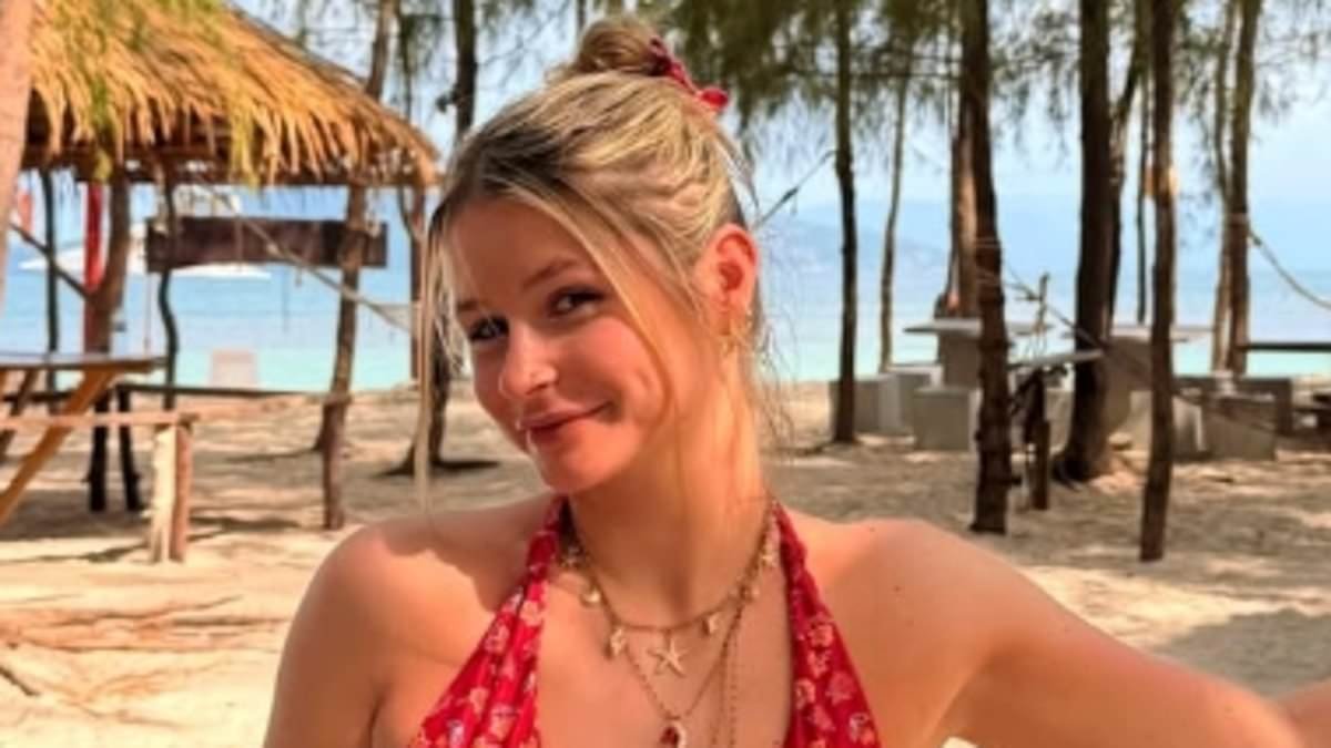 The Traitors' Mollie Pearce proudly shows off her stoma bag in a patterned red bikini as she enjoys birthday trip to Thailand with her pop star boyfriend