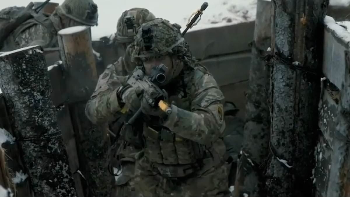 Moment British Nato troops prepare for 'total war' with Russia in eastern European trenches as general admits they would 'be on their own for weeks' if Putin invades