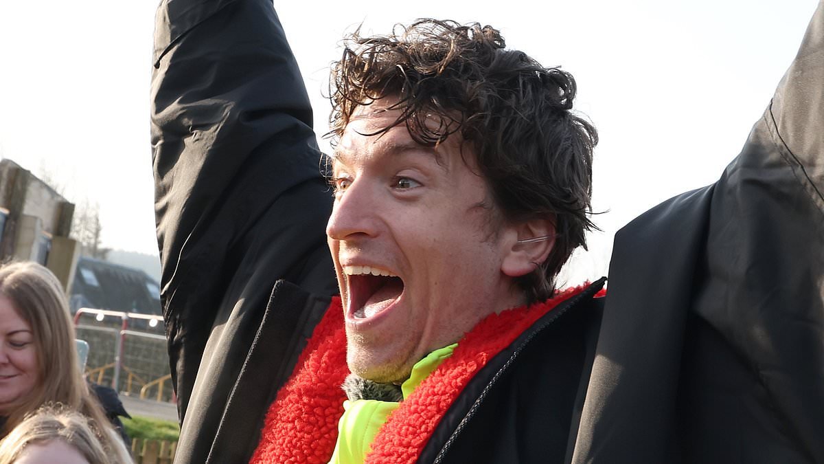 Greg James screams with joy as he learns he has raised £2.8million for Comic Relief bike challenge - just miles from finish line in Edinburgh