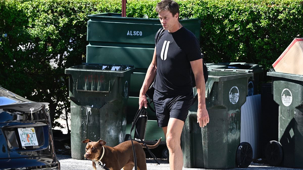Tom Brady walks his cloned dog after Miami gym session - months on from revealing bizarre move for beloved pet