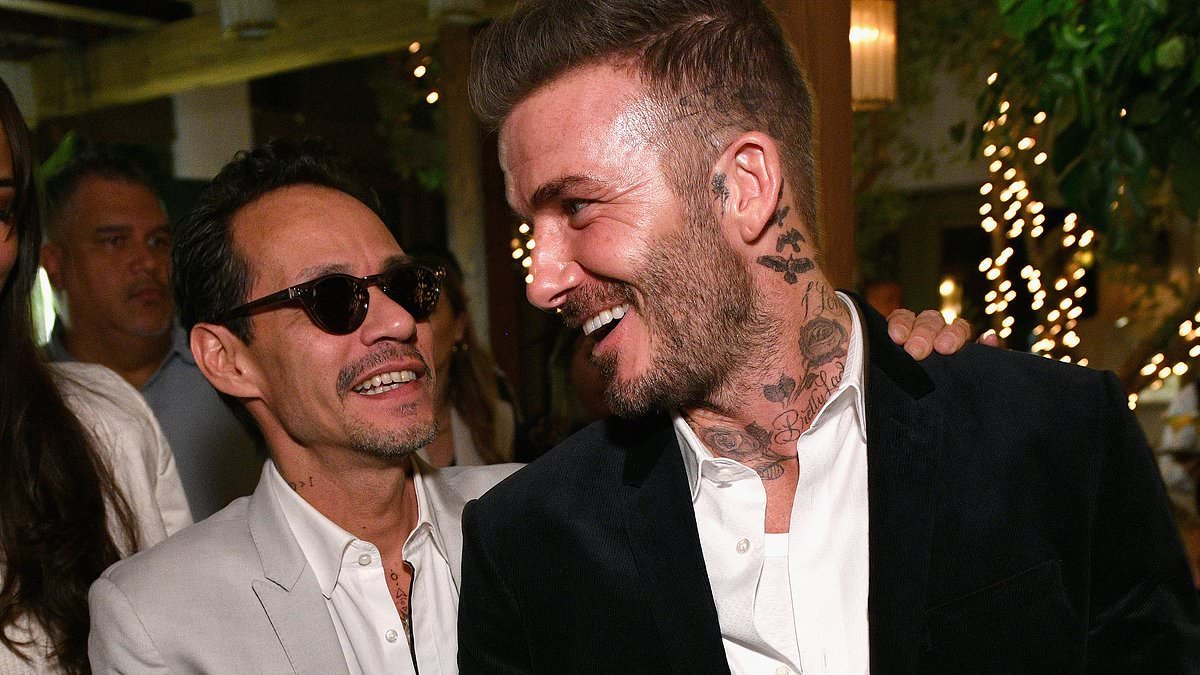 David Beckham publicly congratulates Marc Anthony on his baby news as fans express shock they're still friends after singer was at the centre of Brooklyn fallout