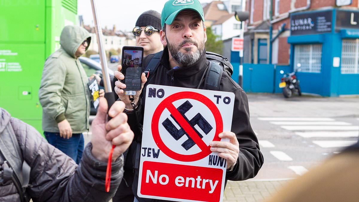 Tables turned on the Pro-Palestine 'Jew hunters': Activists planning to go door-to-door asking locals to boycott Israeli products are foiled by counter-protesters making them hide in pub
