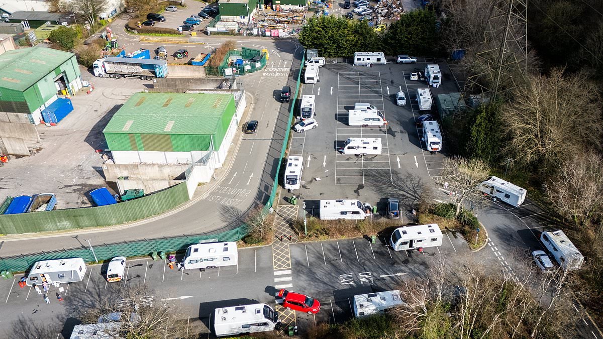 Travellers set up unauthorised campsite with their caravans in council HQ's car park