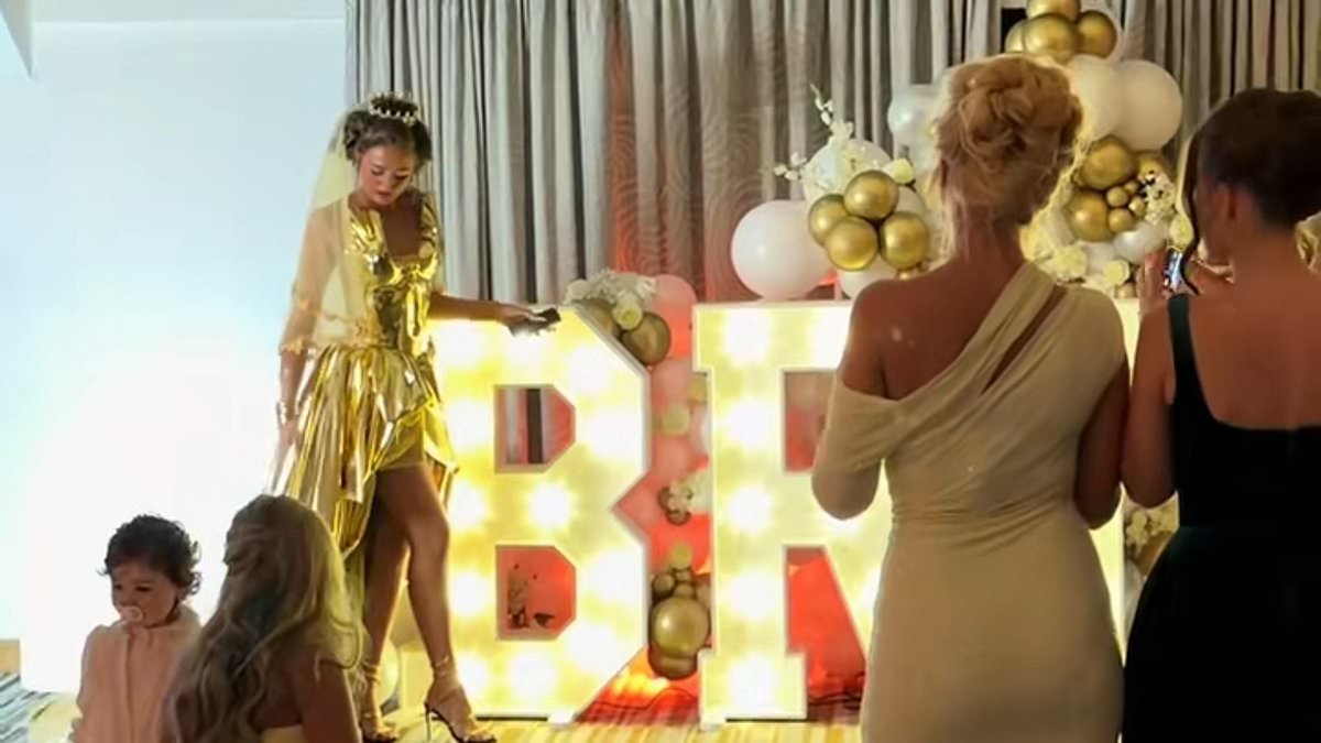 Venezuela Fury's VERY lavish hen do: Groom to be, 17, gatecrashes event for a dance as Tyson's daughter, 16, shows off outfit change, glambot station and fro-yo stand at her bash