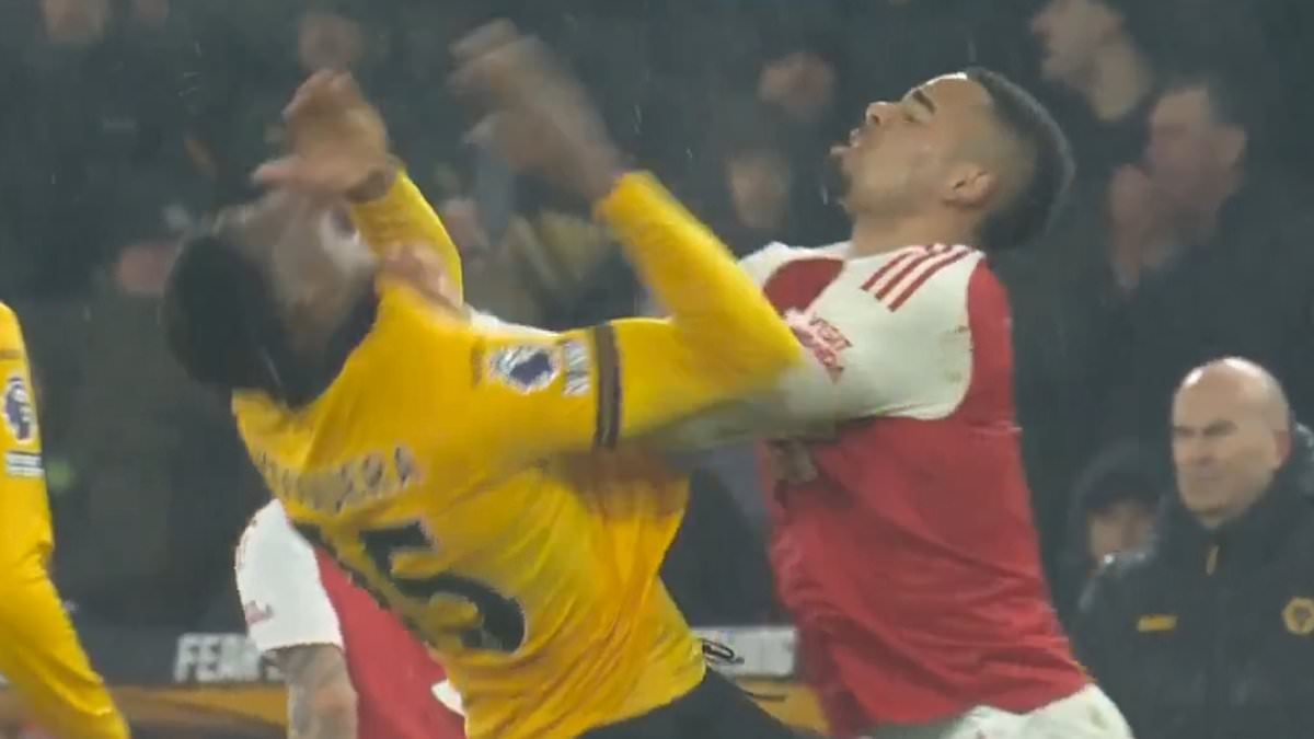 Arsenal star sparks full-time melee after Gunners threw away two-goal lead at Championship-bound Wolves in huge twist in title race