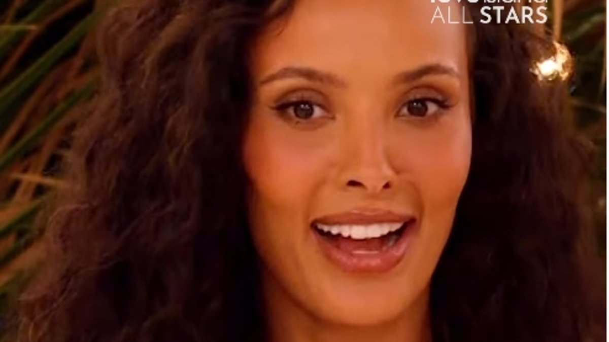 Maya Jama shows off her sensational figure in a nude mesh dress as she makes a surprise arrival on Love Island: All Stars