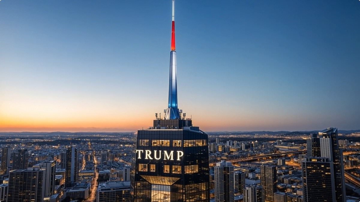 Trump teases design for 50-story skyscraper presidential library complete with Air Force One INSIDE: 'Coming soon'