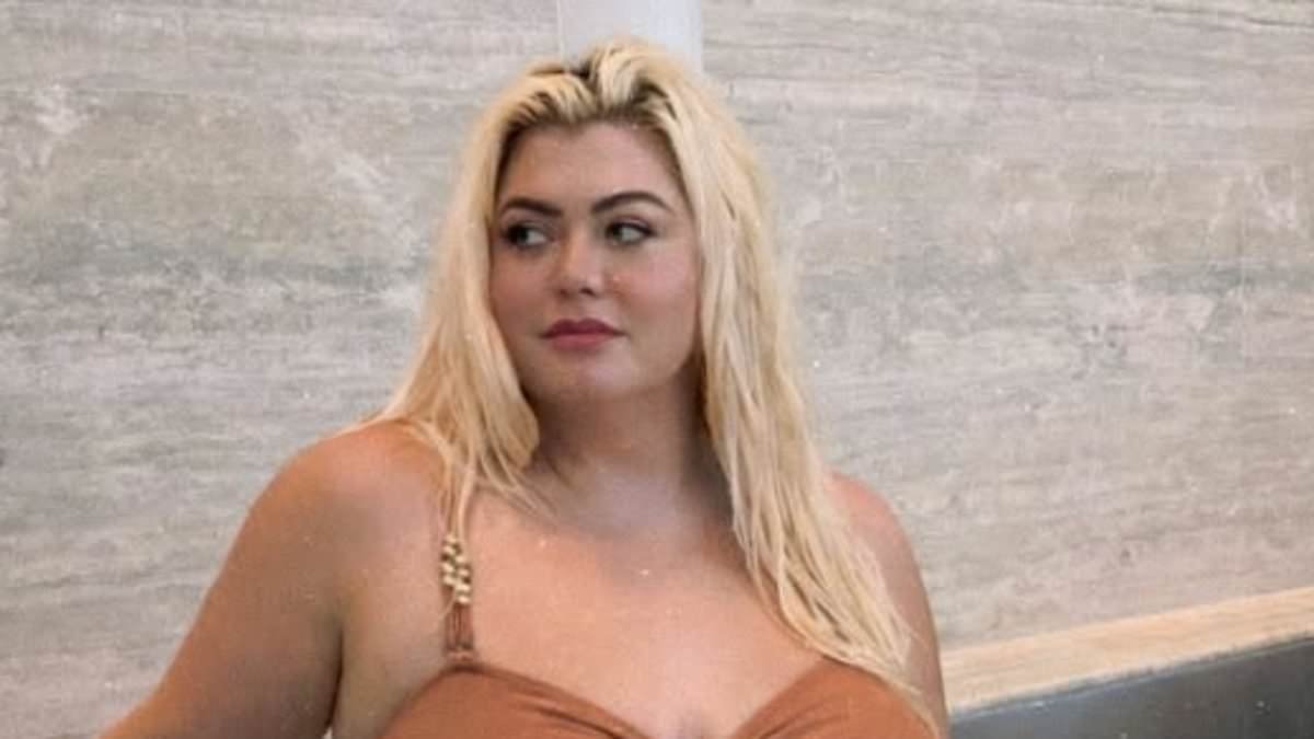 Gemma Collins, 44, shows off her incredible weight loss in a cut out swimsuit as she hits the spa in five star London hotel