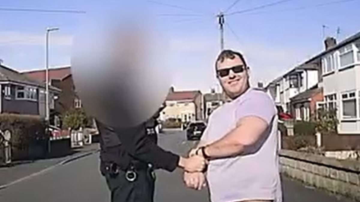 Moment grinning drunk driver sways in the street as he stops to buy more alcohol after mowing down and killing cyclist, 63