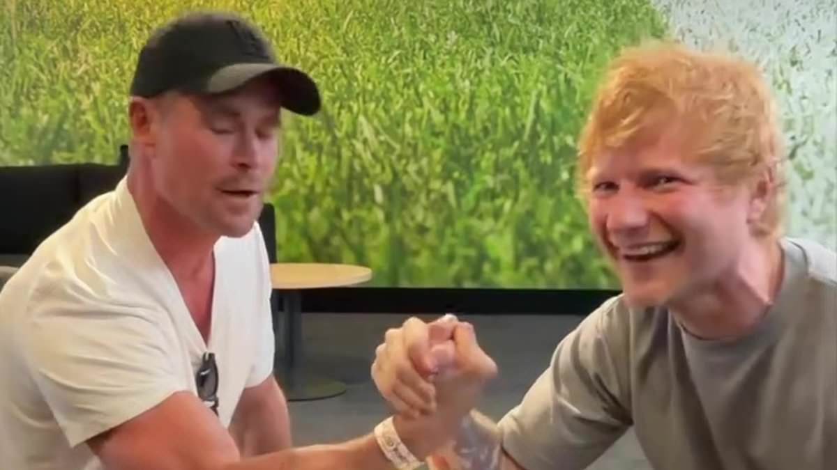 Ed Sheeran showcases his impressive muscles by challenging Thor hunk Chris Hemsworth to an arm wrestle