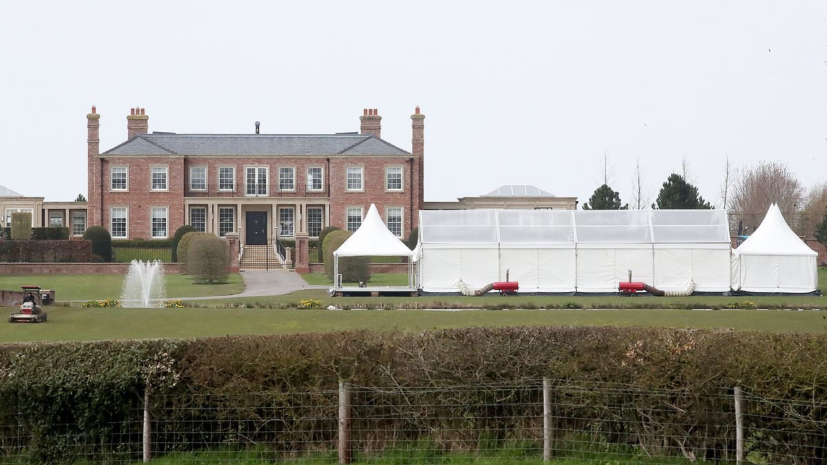 Coleen Rooney installs giant marquee in her and husband Wayne's garden at their lavish £20million Cheshire mansion ahead of her huge 40th birthday bash over Easter weekend