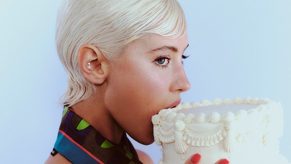 Iris Law poses in a bikini and tucks into a huge cake during striking cover shoot for Vogue Hong Kong