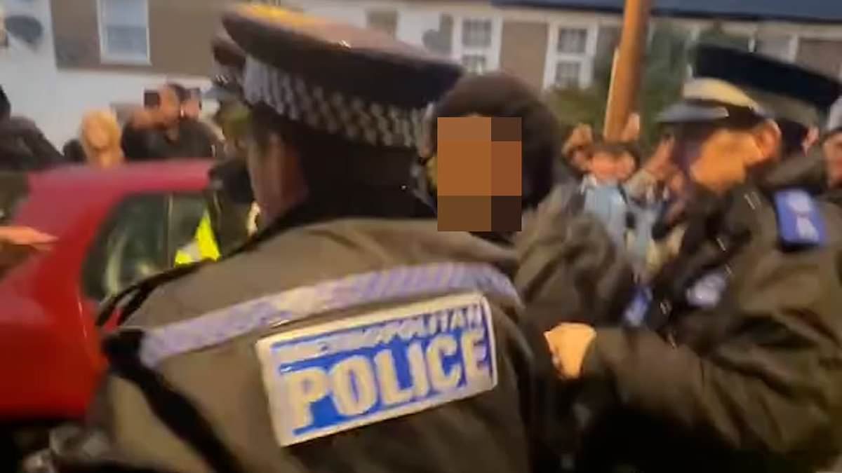 Schoolchildren clash with police as viral TikTok 'blind date' event descends into chaos after more than 200 teenagers gathered on south London high street