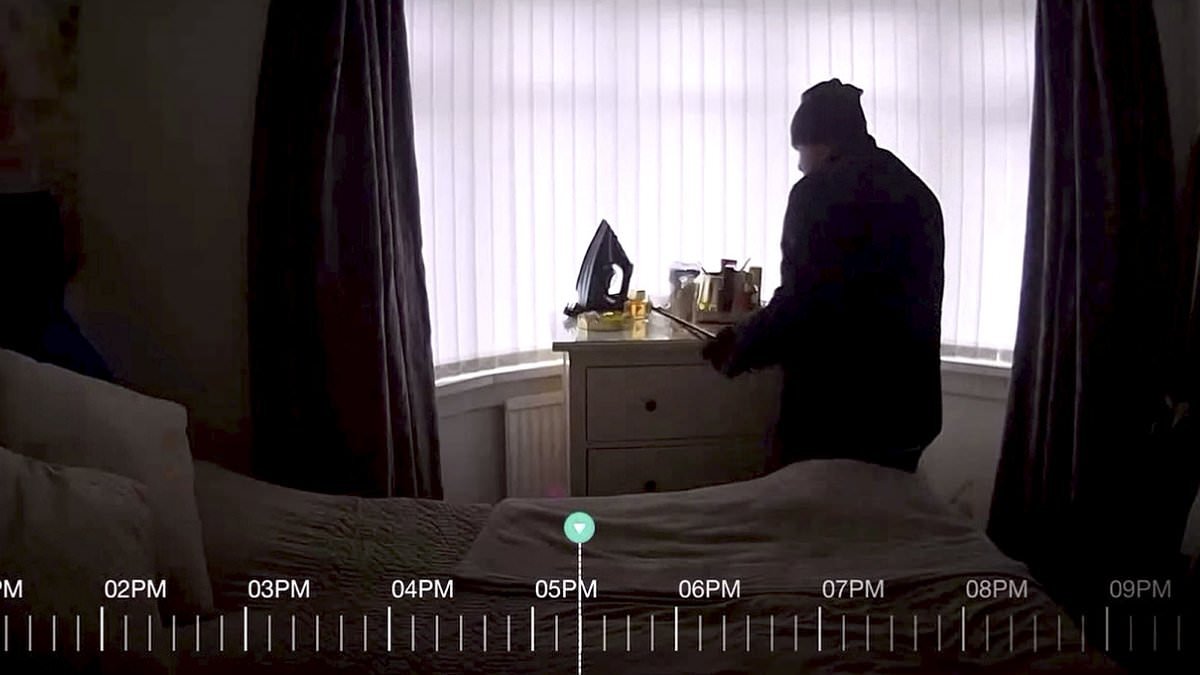 Moment Romanian burglar is captured on baby monitor rifling through bedroom searching for valuables