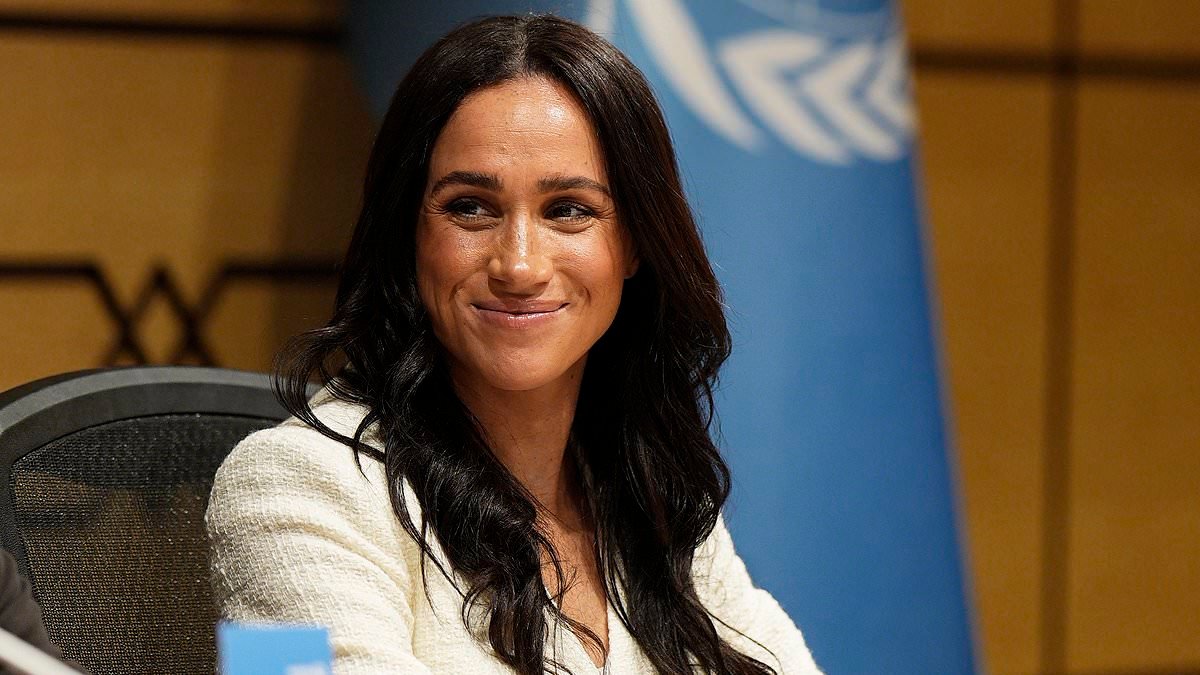 Meghan does a Diana in Jordan: Duchess channels her late mother-in-law in a £1,050 white tweed blazer - but puts a Kate-inspired spin on her look