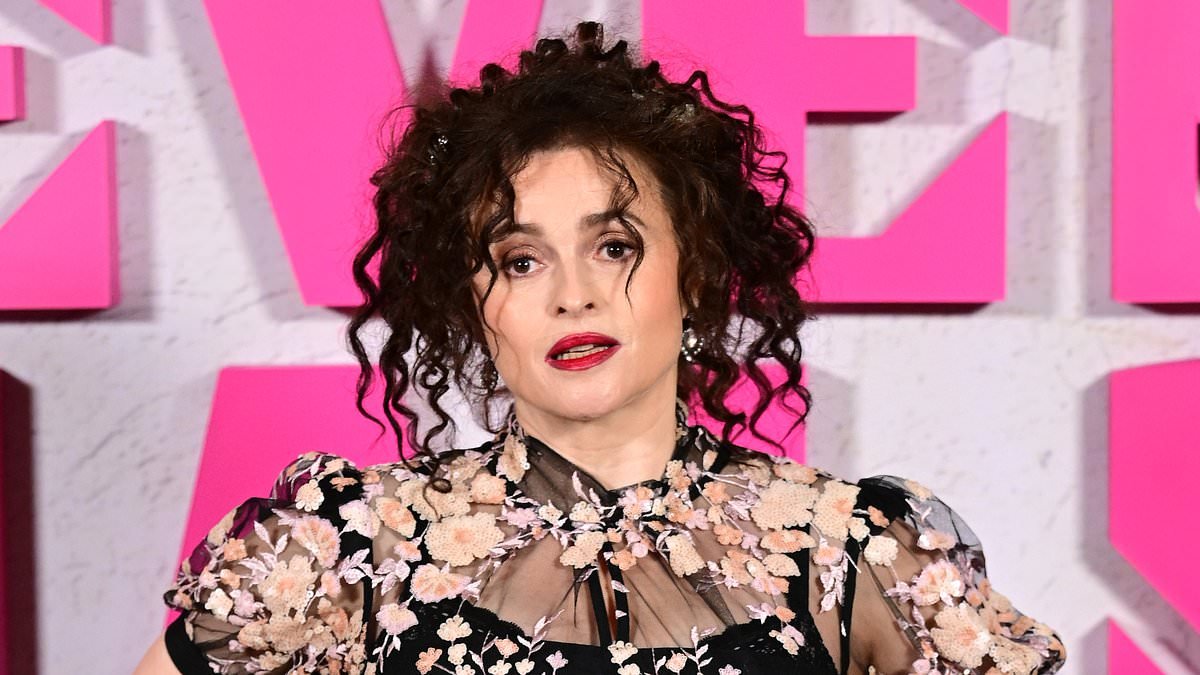 Helena Bonham Carter puts on a striking display in a floral gown as she joins glamorous co-star Mia McKenna-Bruce at The Seven Dials Mystery premiere