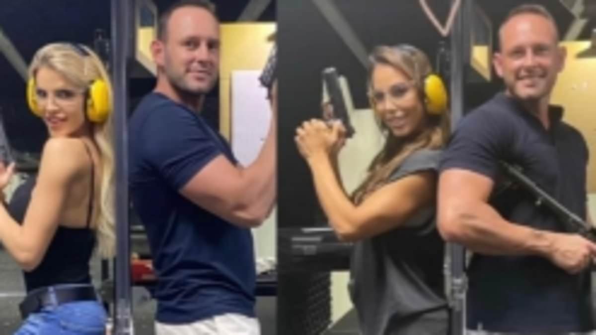 Katie Price's new husband Lee Andrews is accused of copying AGAIN by his ex-fiancée as she shares identical snap of him on a shooting range date with two different women