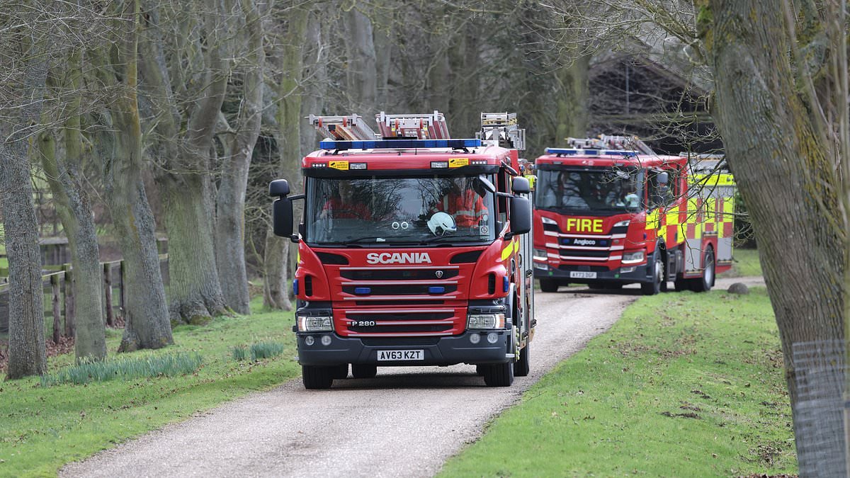 Two fire engines are spotted entering Sandringham estate where Andrew Mountbatten-Windsor is living after responding to 'false alarm'
