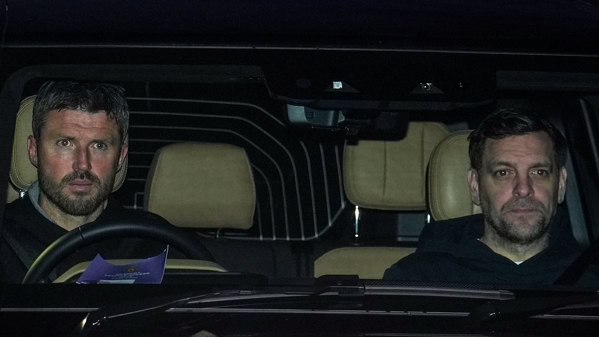 Man United's car-share managers! Michael Carrick gets down to business before dawn as Man United's interim boss arrives for first day of training with assistant Jonathan Woodgate