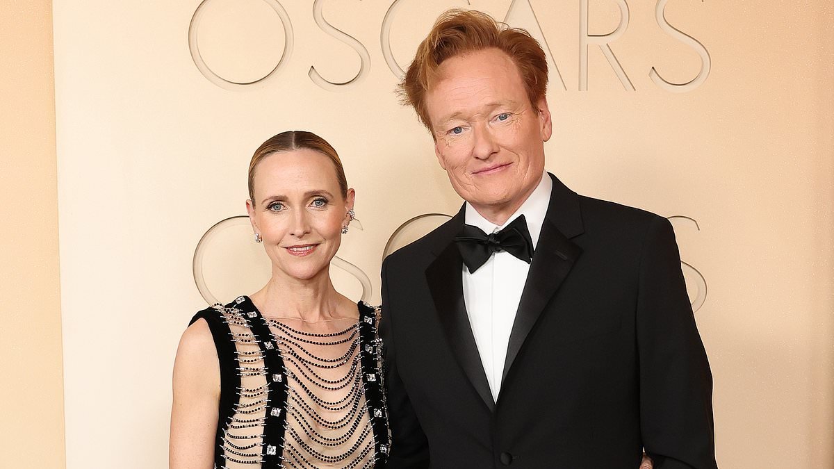 Oscars host Conan O'Brien's rarely seen wife upstages him with revealing dress… 24 years after they met on set