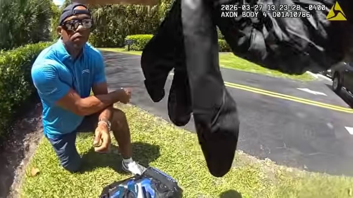 Cops release shocking first bodycam footage of Tiger Woods being arrested after DUI