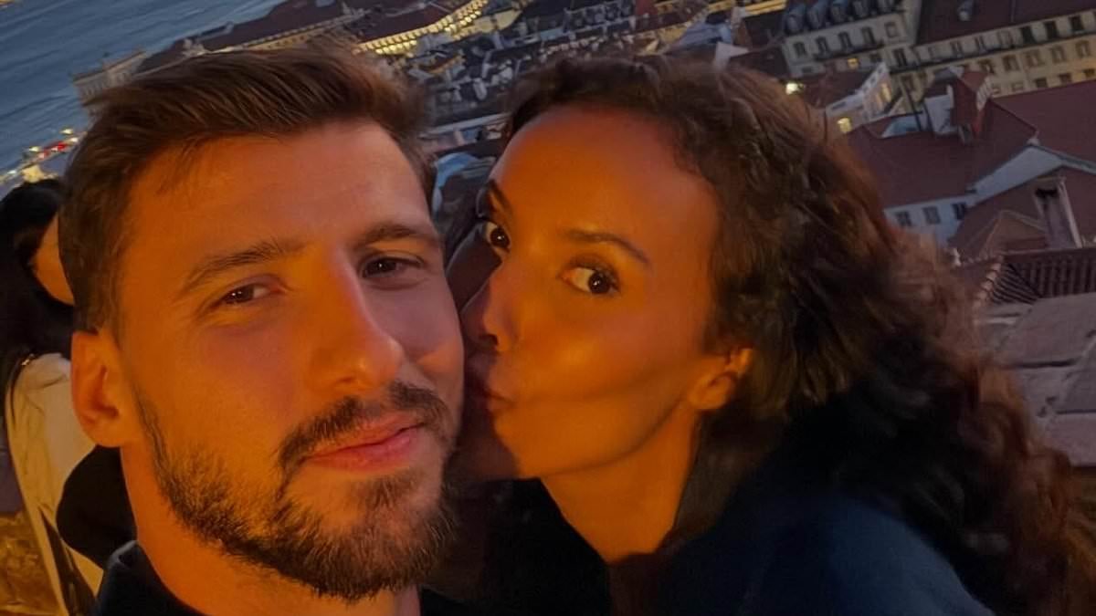 Maya Jama swoons over her shirtless footballer boyfriend Ruben Dias as he shares rare loved-up snaps from their trip to Portugal