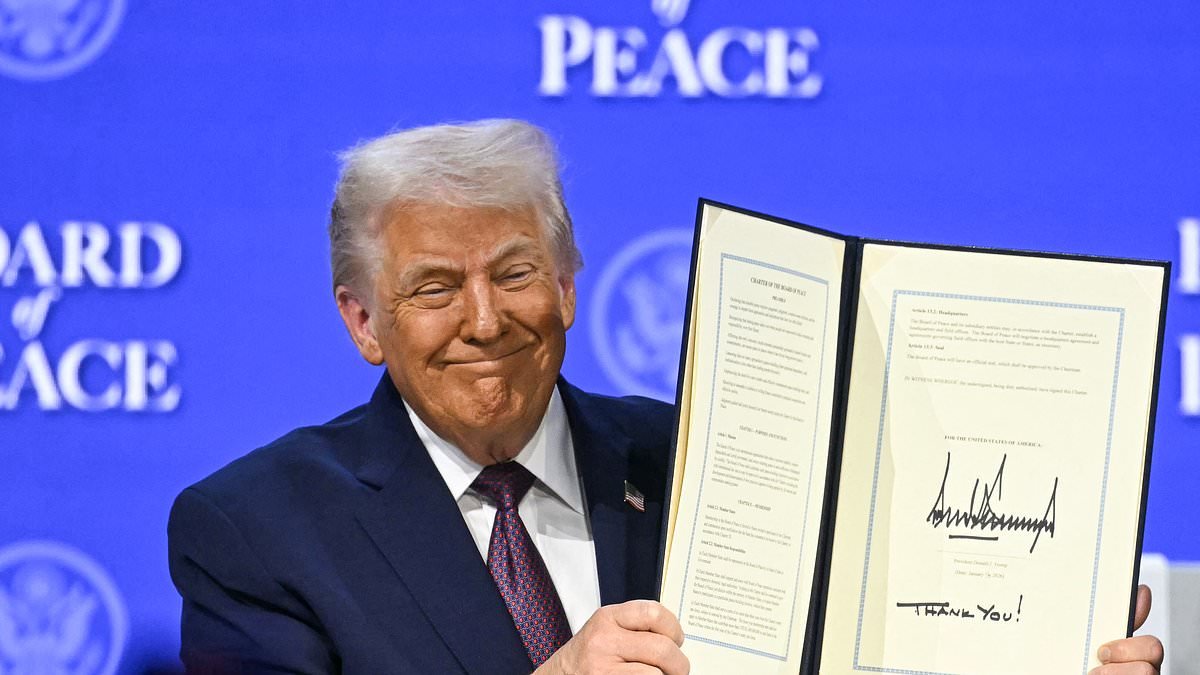 Trump unveils his Board of Peace alongside leaders of first nations to sign up and tells Davos audience 'we can do pretty much whatever we want to do'
