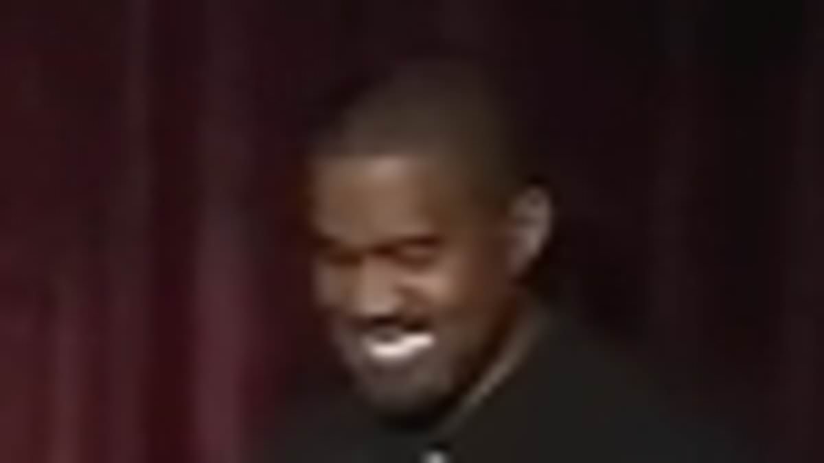 Grinning Kanye West makes an appearance at LA comedy club just hours after being hit with a UK travel ban and collapse of Wireless Festival