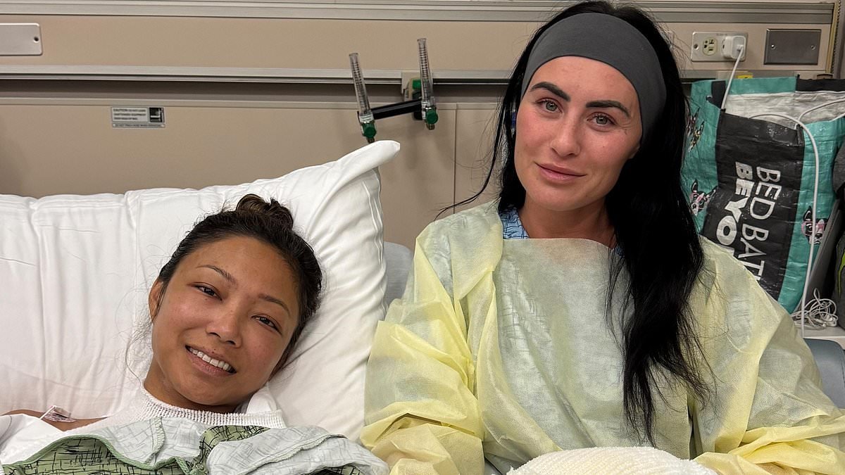 Hospital photo emerges of motorsport stars 'engulfed in flames' as husband breaks down in tears as he recalls terrifying accident