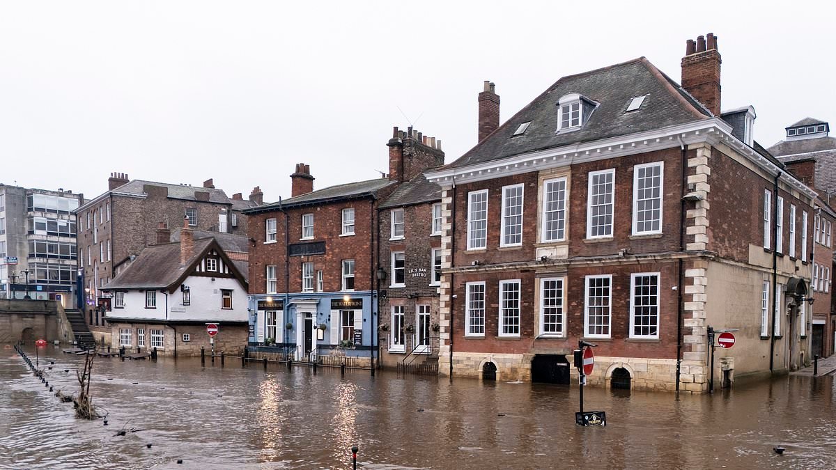 Flooding hits York as banks of the River Ouse break, submerging parts of the city